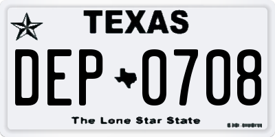 TX license plate DEP0708