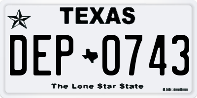 TX license plate DEP0743