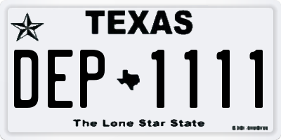 TX license plate DEP1111