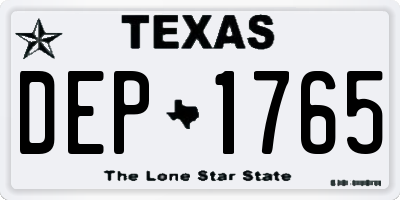TX license plate DEP1765