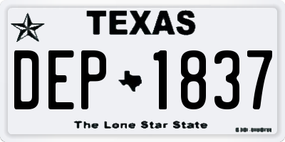 TX license plate DEP1837