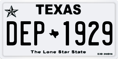 TX license plate DEP1929