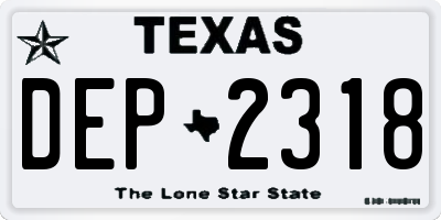TX license plate DEP2318