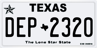 TX license plate DEP2320