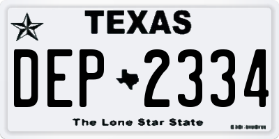 TX license plate DEP2334