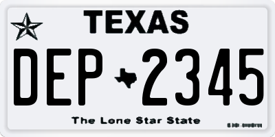 TX license plate DEP2345