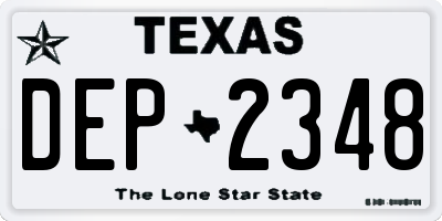 TX license plate DEP2348