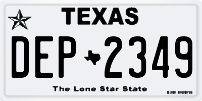 TX license plate DEP2349