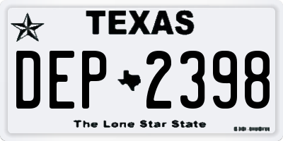 TX license plate DEP2398