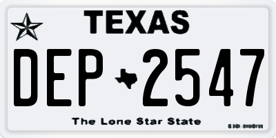 TX license plate DEP2547