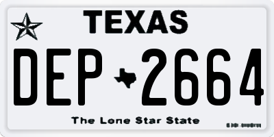 TX license plate DEP2664
