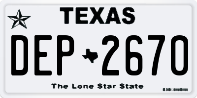 TX license plate DEP2670