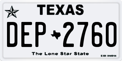 TX license plate DEP2760