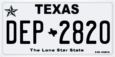 TX license plate DEP2820