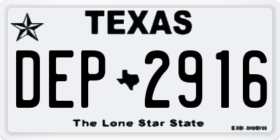 TX license plate DEP2916