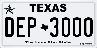 TX license plate DEP3000