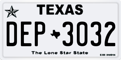TX license plate DEP3032