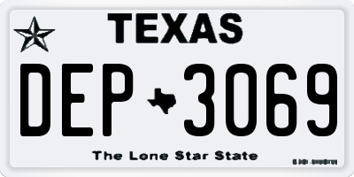 TX license plate DEP3069