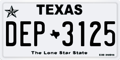 TX license plate DEP3125
