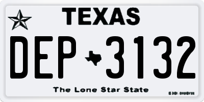 TX license plate DEP3132