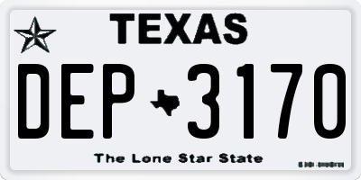 TX license plate DEP3170