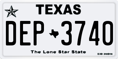 TX license plate DEP3740