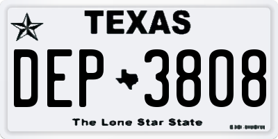 TX license plate DEP3808