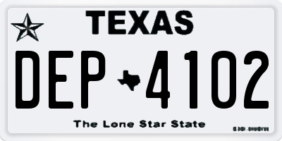 TX license plate DEP4102