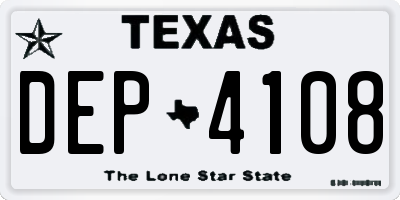 TX license plate DEP4108