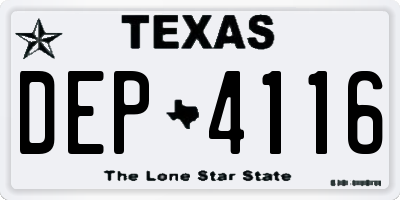TX license plate DEP4116