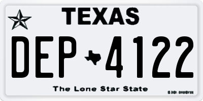 TX license plate DEP4122