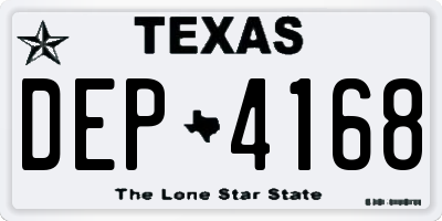 TX license plate DEP4168