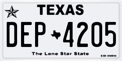 TX license plate DEP4205