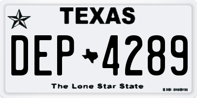 TX license plate DEP4289