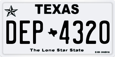 TX license plate DEP4320