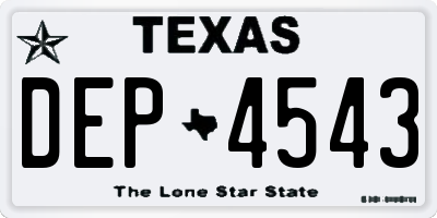 TX license plate DEP4543