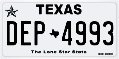TX license plate DEP4993