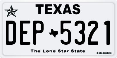 TX license plate DEP5321