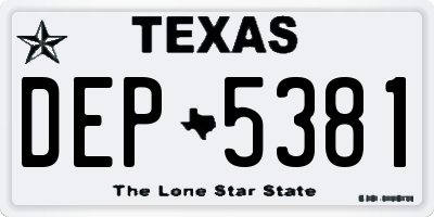 TX license plate DEP5381