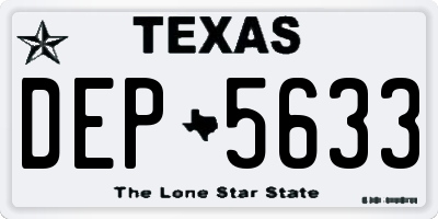 TX license plate DEP5633
