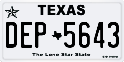TX license plate DEP5643
