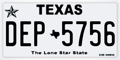TX license plate DEP5756