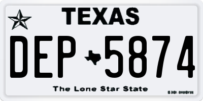 TX license plate DEP5874