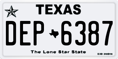 TX license plate DEP6387