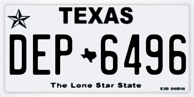 TX license plate DEP6496