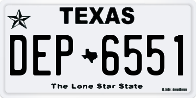 TX license plate DEP6551