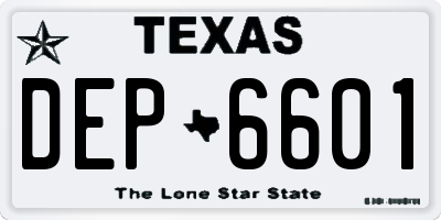 TX license plate DEP6601
