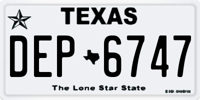 TX license plate DEP6747