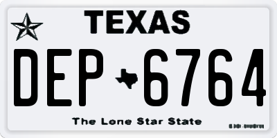 TX license plate DEP6764