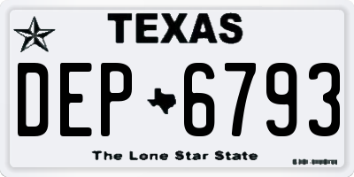 TX license plate DEP6793